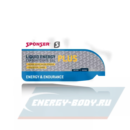 Энергетический гель SPONSER LIQUID ENERGY PLUS 35mg caffeine Нейтральный, 40 саше x 35 г