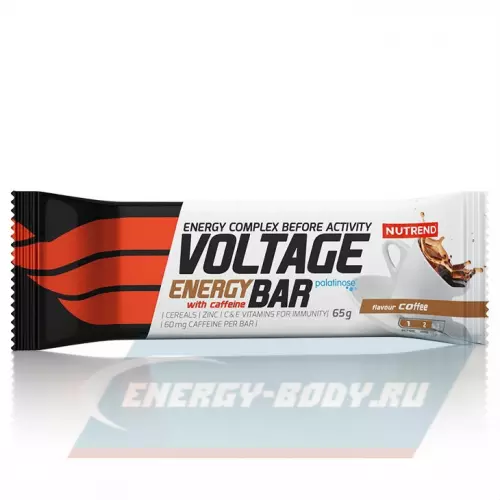 Батончик энергетический NUTREND Voltage Energy bar 60mg caffeine Кофе, 65 г