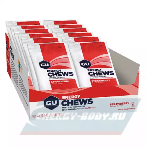 Энергетик GU ENERGY Мармеладки GU Energy Chews Клубника, 12 x 8 конфет