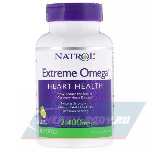 Omega 3 Natrol Omega Extreme 2400 Лимон, 60 гелевых капсул