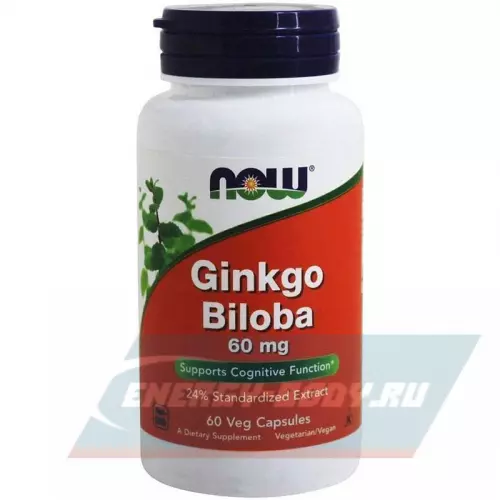  NOW FOODS Ginkgo Biloba – Гинкго Билоба 60 мг Нейтральный, 60 Веган капсул