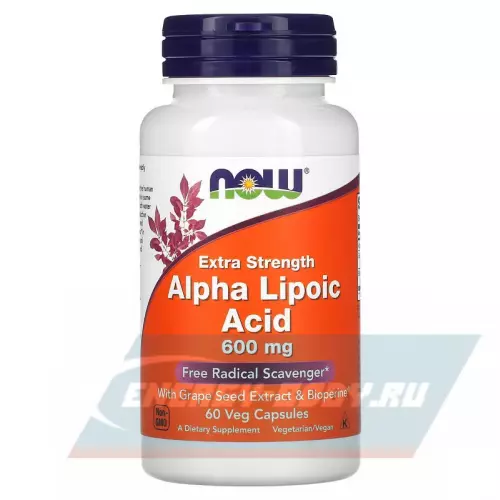  NOW FOODS Alpha Lipoic Acid 600 мг 60 вегетарианских капсул