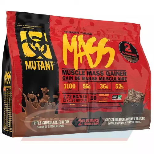 Гейнер Mutant Mass 6 lb Тройной шоколад - Брауни, 2720 г
