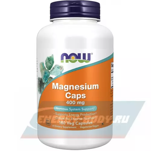  NOW FOODS Magnesium Caps 400 mg 180 веган капсул