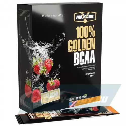 ВСАА MAXLER Незаменимые аминокислоты Golden BCAA Клубника, 15 x 7 г
