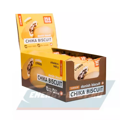 Батончик протеиновый Chikalab Бисквитное печенье Chika Biscuit Датский бисквит, 9 шт x 50 г
