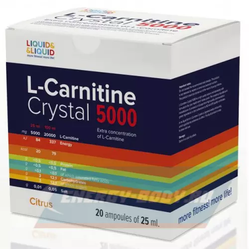 L-Карнитин LIQUID & LIQUID L-Carnitine Crystal 5000 Цитрус, 20x25 мл