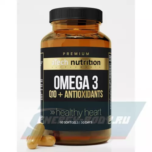 Omega 3 aTech Nutrition Omega 3+Q10 Premium Нейтральный, 60 капсул