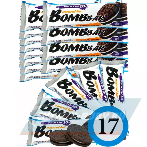 Батончик протеиновый Bombbar Protein Bar Печенье с кремом, 17 x 60 г