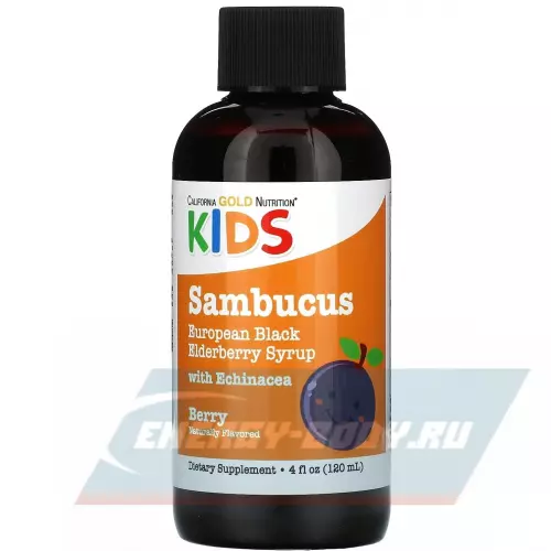  California Gold Nutrition Children Sambucus Elderberry Syrup, 4 fl oz (120 ml) Ягоды, 120 мл