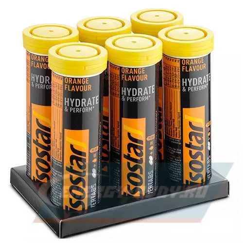  ISOSTAR Изотонический напиток Powertabs апельсин, 6 банка x 5 порций