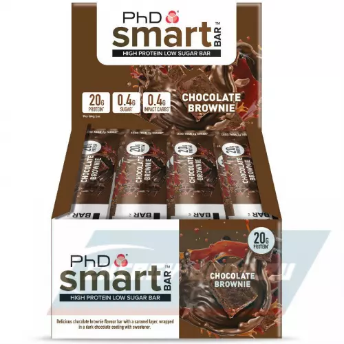 Батончик протеиновый PhD Nutrition Smart Bar Шоколадный Брауни, 12 x 64 г