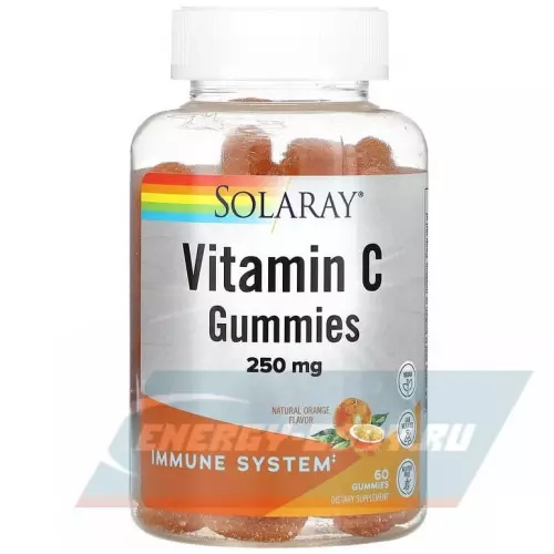  Solaray Vitamin C Gummies 250 mg Апельсин, 60 жевательных таблеток