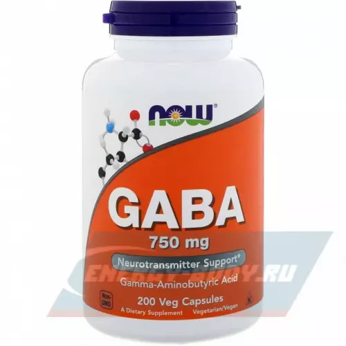  NOW FOODS GABA - ГАБА Гамма-Аминомасляная Кислота (ГАМК) 750 мг 200 капсул