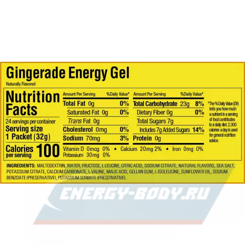 Энергетический гель GU ENERGY GU ORIGINAL ENERGY GEL no caffeine Имбирный лимонад, 32 г
