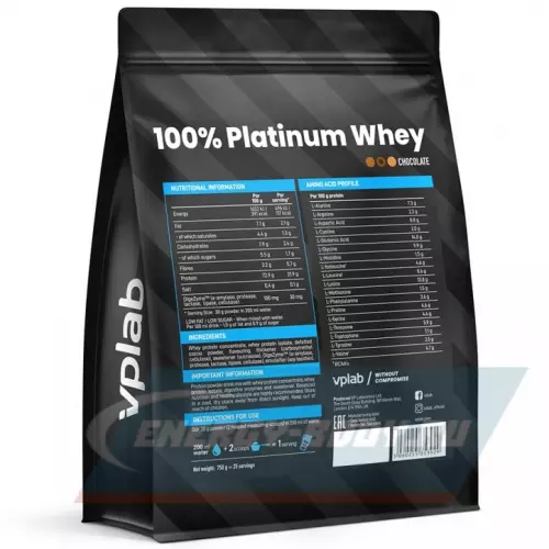 Комплексный протеин VP Laboratory 100% PLATINUM WHEY 750 г, Шоколад