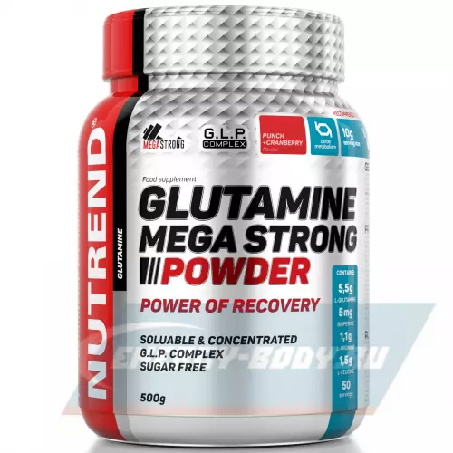 Глютамин NUTREND GLUTAMINE Mega Strong Powder Пунш - Клюква, 500 г