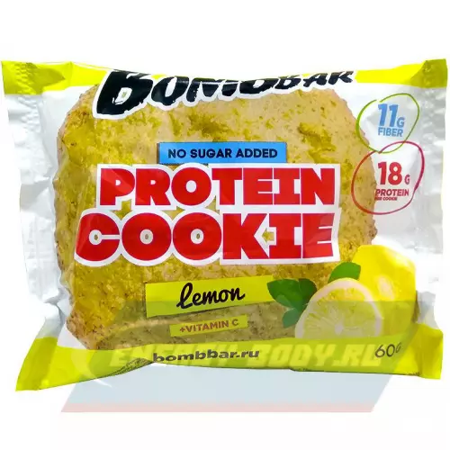 Батончик протеиновый Bombbar Protein cookie Лимон, 5 протеин печенье x 60 г