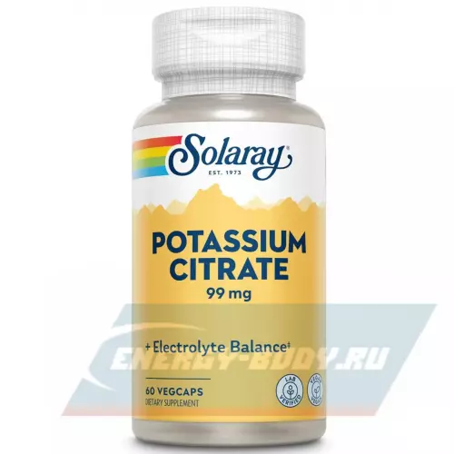 Минералы Solaray Potassium Citrate 99 mg 60 веган капсул