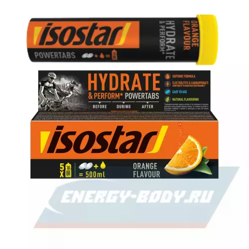  ISOSTAR Изотонический напиток Powertabs Апельсин, 3 банка x 5 порций