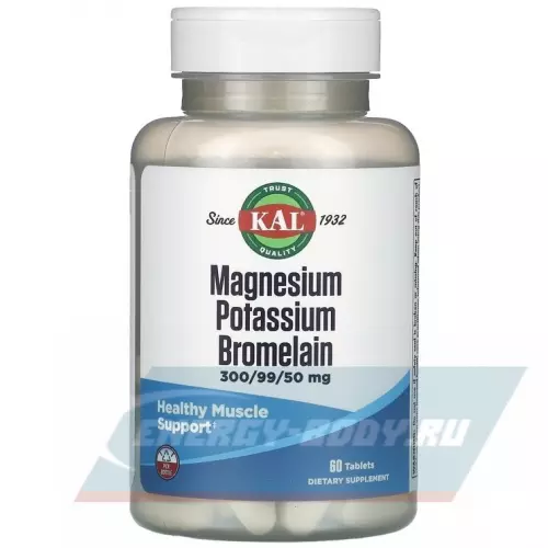  KAL Magnesium Potassium Bromelain 60 таблеток