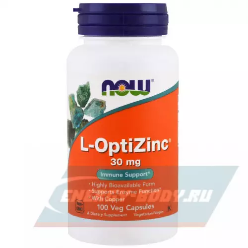  NOW FOODS L-OptiZinc - оптицинк (комплекс цинка и меди) 30 мг Нейтральный, 100 Вегетарианские капсулы