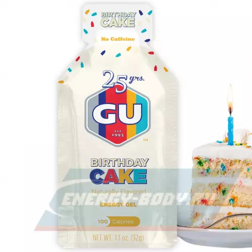 Энергетический гель GU ENERGY GU ORIGINAL ENERGY GEL no caffeine Праздничный торт, 8 стика x 32 г