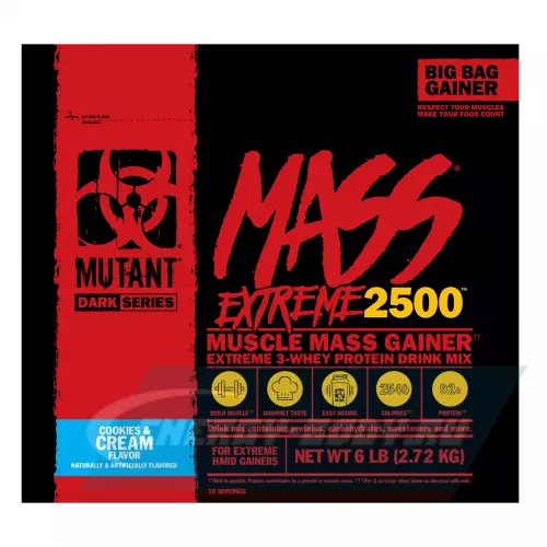 Гейнер Mutant Mass xXxtreme 2500 Печенье с кремом, 2720 г
