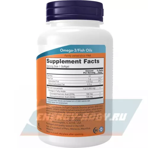 Omega 3 NOW FOODS Omega-3 Fish Oil 1000 mg 90 гелевые капсулы