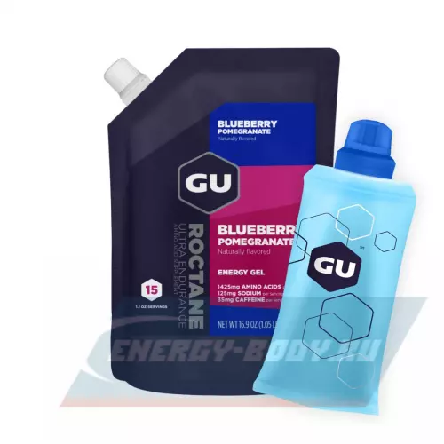 Энергетический гель GU ENERGY 1x15 GU ROCTANE ENERGY GEL 35mg caffeine Черника-Гранат, 480 г (15 порций)