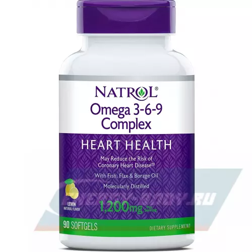Omega 3 Natrol Omega 3-6-9 Complex 1200 mg Лимон, 90 гелевых капсул