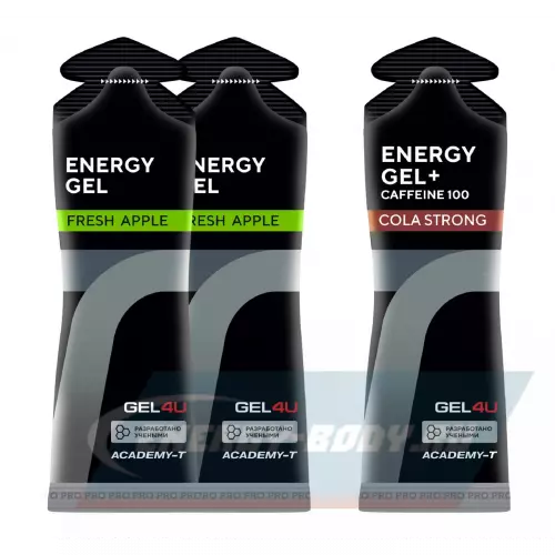 Энергетический гель GEL4U Energy Gel MIX Яблоко, Кола, 3 x 60 г