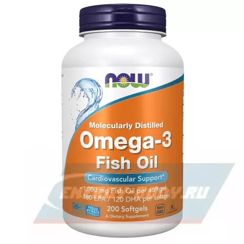 Omega 3 NOW FOODS Omega-3 Fish Oil 1000 mg Нейтральный, 200 гелевых капсул