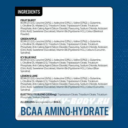 ВСАА Applied Nutrition BCAA Amino Hydrate Фруктовый взрыв, 450 г