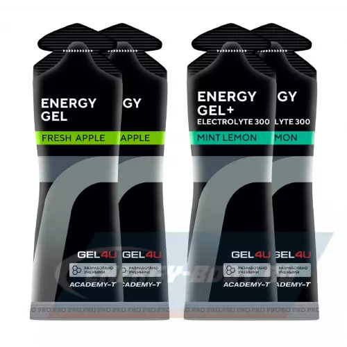 Энергетический гель GEL4U Energy Gel MIX Яблоко, Лимон и Мята, 4 x 60 г