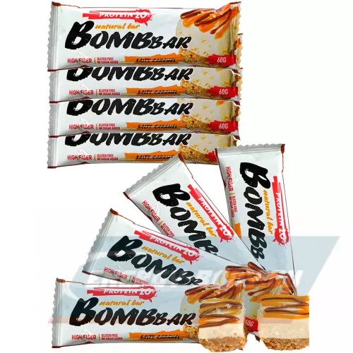 Батончик протеиновый Bombbar Protein Bar Соленая карамель, 8 x 60 г