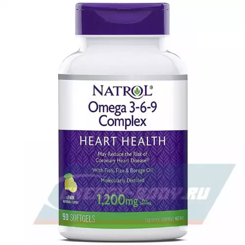 Omega 3 Natrol Omega 3-6-9 Complex 60 гелевых капсул, Лимон
