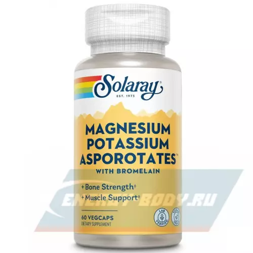  Solaray Magnesium Potassium Asporota 60 веган капсул