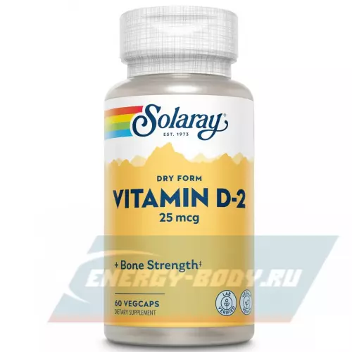  Solaray Vitamin D-2, Dry - 25mcg 60 веган капсул