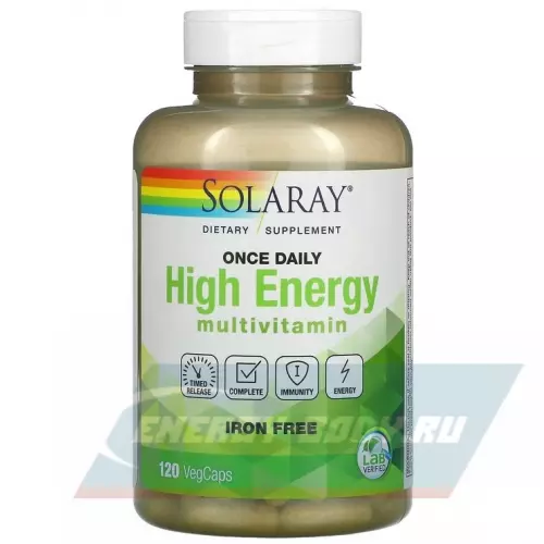  Solaray Once Daily High Energy Multi-Vita-Min 120 вегетарианских капсул