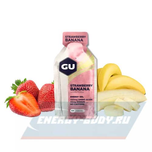 Энергетический гель GU ENERGY GU ORIGINAL ENERGY GEL no caffeine Клубника-Банан, 1 стик x 32 г