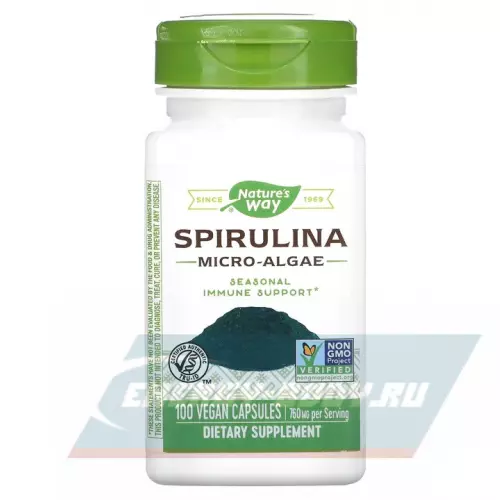 Nature-s Way Spirulina 100 веганских капсул