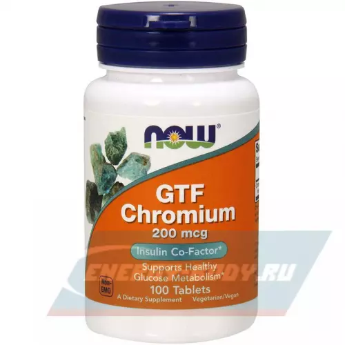 Минералы NOW FOODS GTF Chromium – Хром 200 мкг Нейтральный, 100 таблеток