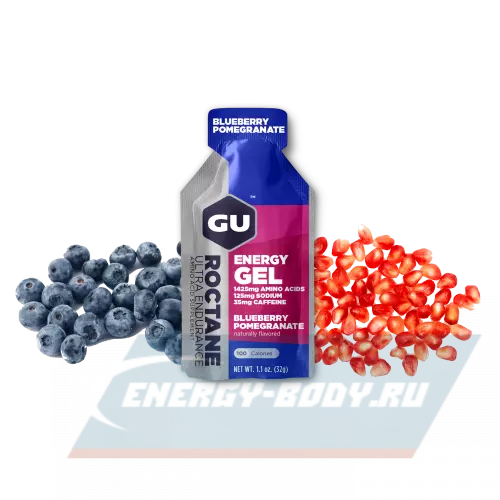 Энергетический гель GU ENERGY GU ROCTANE ENERGY GEL 35mg caffeine Черника-Гранат, 1 стик x 32 г