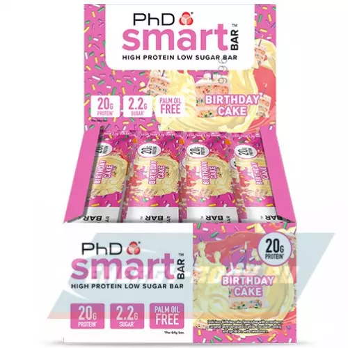 Батончик протеиновый PhD Nutrition Smart Bar Праздничный торт, 12 x 64 г