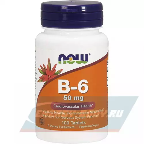  NOW FOODS B-6 – Витамин Б-6 50mg Нейтральный, 100 таблеток