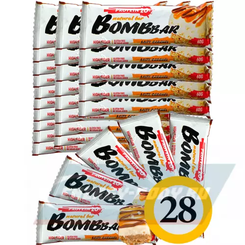Батончик протеиновый Bombbar Protein Bar Соленая карамель, 28 x 60 г