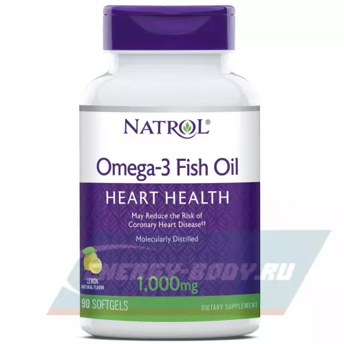 Omega 3 Natrol Omega-3 Fish Oil 1000mg Лимон, 60 капсул