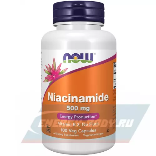  NOW FOODS Niacinamide 500 mg Витамин B3 100 веган капсул