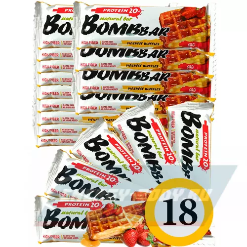 Батончик протеиновый Bombbar Protein Bar Венские вафли, 18 x 60 г